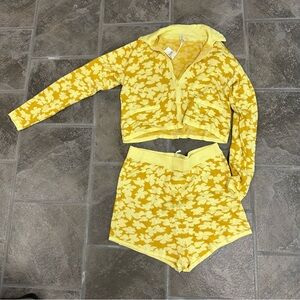 Yellow Floral Knit Sweater and shirt lounge set